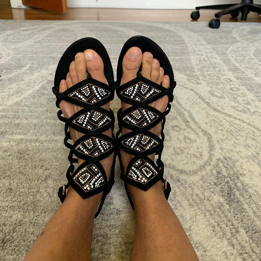 Ferragamo suede gladiator sandals size 5.5